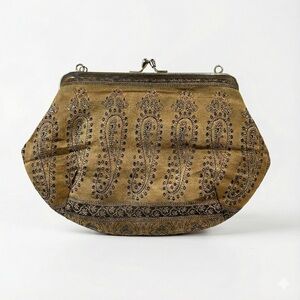 Cottage Product silk evening clutch paisley gold black